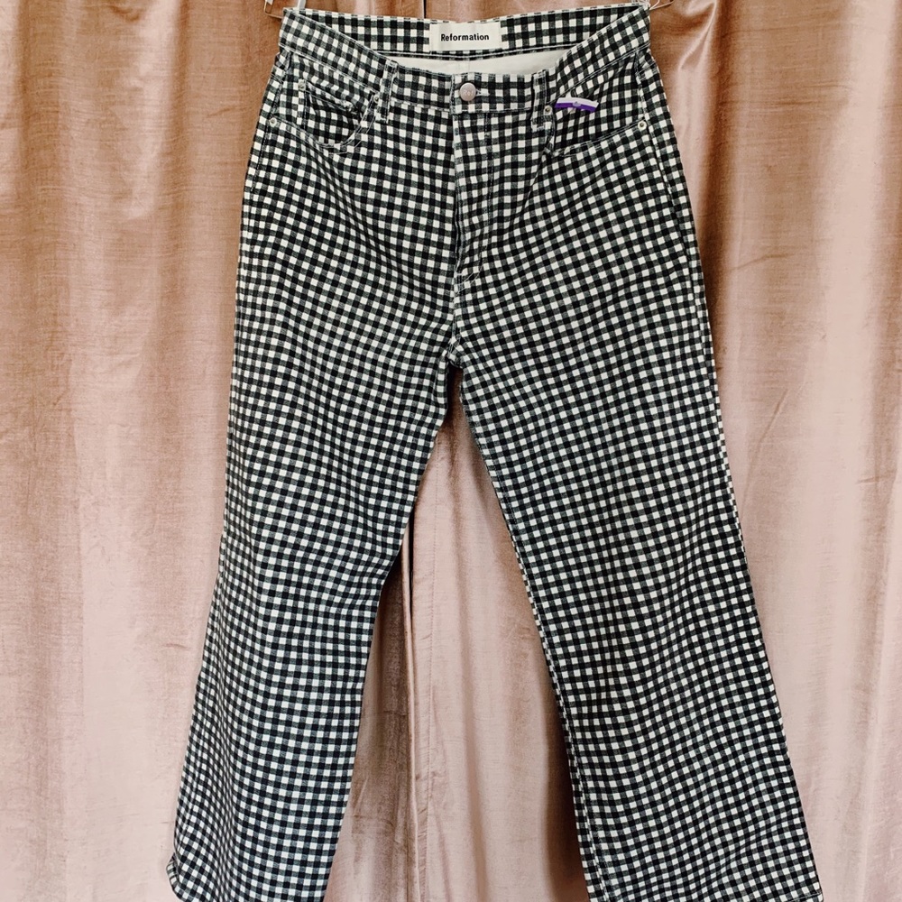 Reformation Fawcett High Waist Gingham Jeans (30)